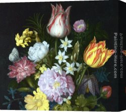 Ambrosius Benson Canvas Paintings - Flowers in a Vase [detail #1] by Ambrosius Bosschaert the Elder